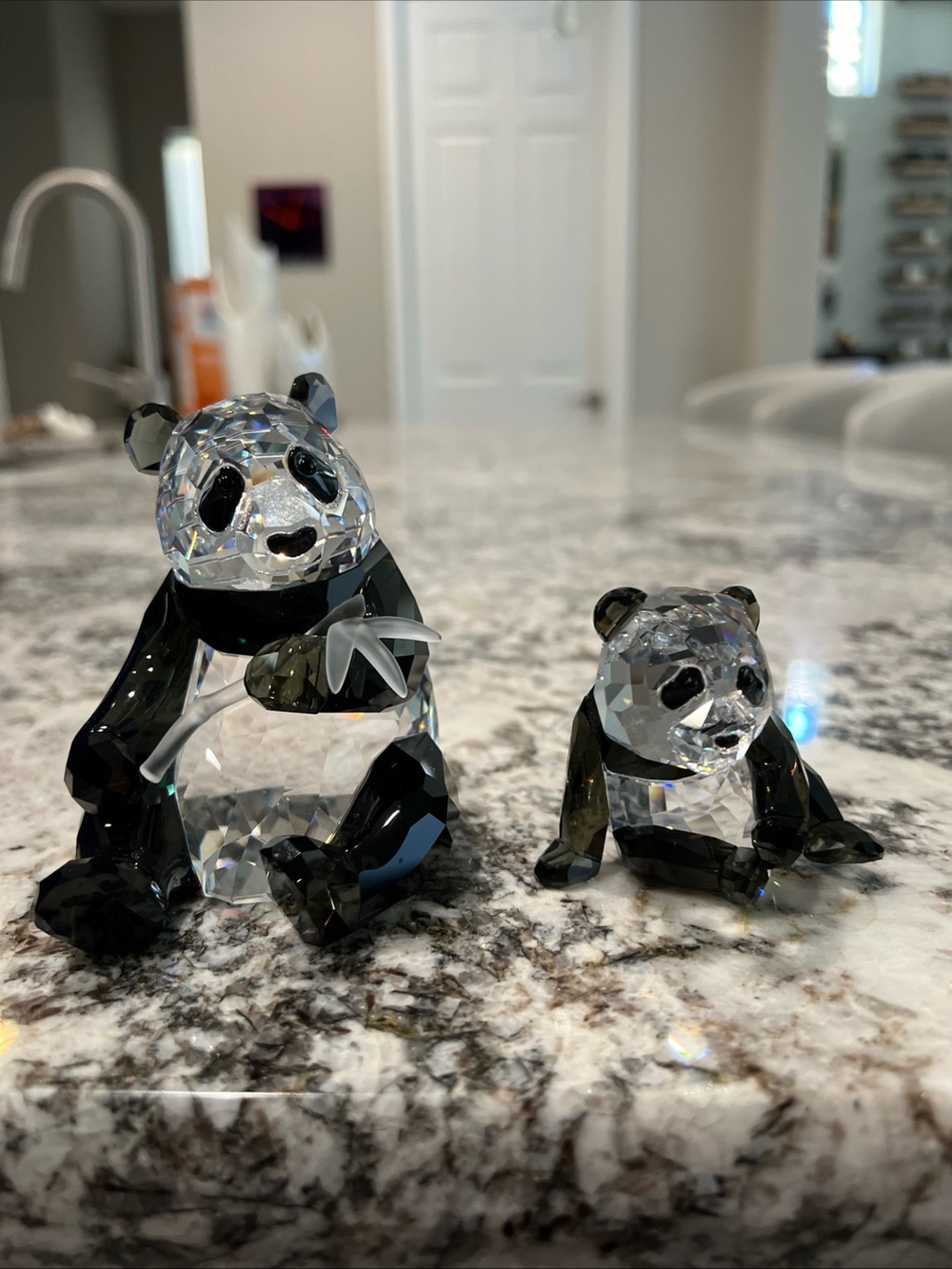 Swarovski SCS Endangered Wildlife Crystal Panda Set of 2 w/ Box - As-Is